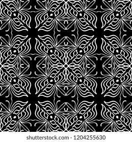 Seamless texture of geometric, floral ornament. decorative square background with hand drawn Indonesian tribal ornament. Vector illustration. Ready for textile design, fabric, and interior design.