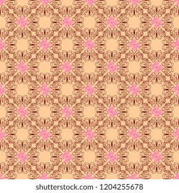 Seamless texture of geometric, floral ornament. decorative square background with hand drawn Indonesian tribal ornament. Vector illustration. Ready for textile design, fabric, and interior design.