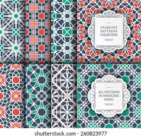 Seamless texture with geometric ornament. Vector set of patterns 