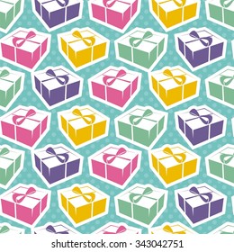 seamless texture with gift boxes for holiday. Vector illustration