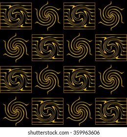Seamless texture with gold pattern on a black background