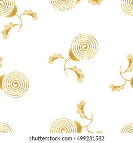 seamless texture with gold stylized flower