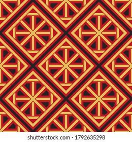Seamless texture with golden arabic ornament. Vector oriental geometric mosaic pattern