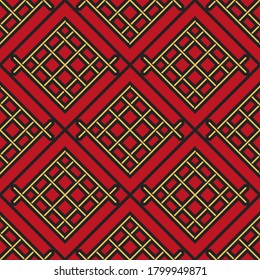 Seamless texture with golden arabic ornament. Vector oriental geometric mosaic pattern