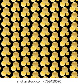Seamless texture. Golden bubbles on a black background