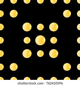 Seamless texture. Golden bubbles on a black background