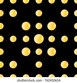 Seamless texture. Golden bubbles on a black background