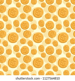 Seamless texture with golden coins flat style