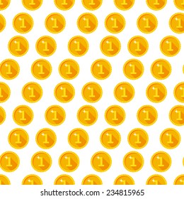 Seamless texture with golden coins flat style