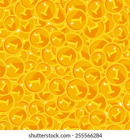 Seamless texture with golden coins flat style