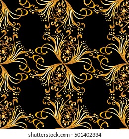 Seamless texture with golden gradient elements on black background.