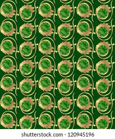 seamless texture with golden pattern and jewel green color