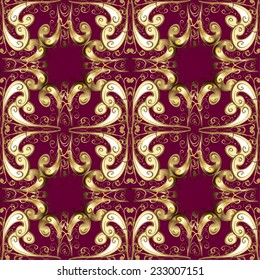 seamless texture with golden pattern on red background