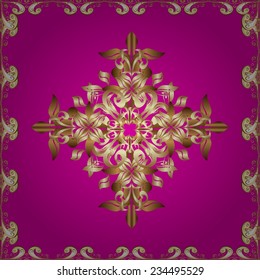 seamless texture with golden pattern on pink background