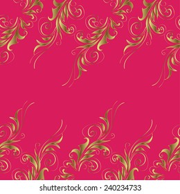 seamless texture with golden pattern on pink background 