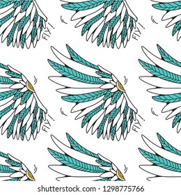Seamless texture with graphic wings. Repeating pattern with angel or bird wings. Can be used as wallpaper, desktop, wrapping, fabric or background for your blog, covers, cards.