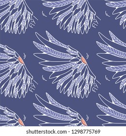 Seamless texture with graphic wings. Repeating pattern with angel or bird wings. Can be used as wallpaper, desktop, wrapping, fabric or background for your blog, covers, cards.