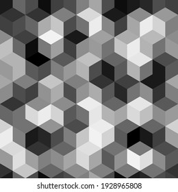 Seamless texture gray hex grid. Vector Illustration. Abstract military geometric modern camo background. Vector illustration.