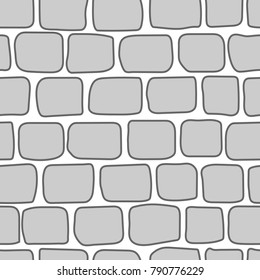 Seamless texture with gray square stones . White vector background.