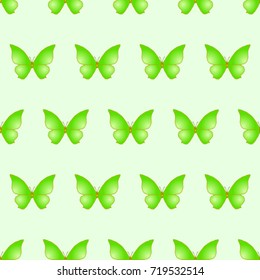 Seamless texture.  Green butterflies on a Green background