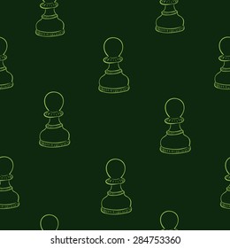 Seamless texture with green circuits chess of a pawn
