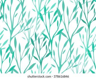 Seamless texture with green leaves and branches for your creativity