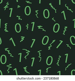 Seamless texture with green zero and units