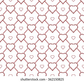 Seamless texture with a grid of hearts and flowers for your creativity