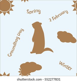 Seamless texture Groundhog day. Vector.