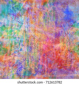 Seamless texture. Grunge colorful pattern with decorative elements. Abstract vector background for web page, banners, fabric, home decor, wrapping 