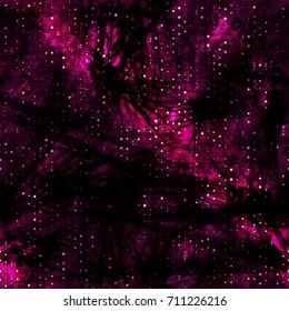 Seamless texture. Grunge purple pattern with dark sharp elements as thorn and light dots. Abstract vector background for web page, banners, fabric, home decor, wrapping