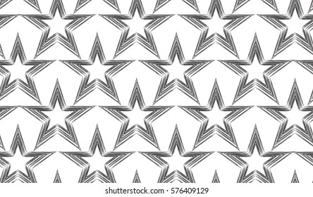 Seamless texture of grunge stars. Stars of the pencil strokes. Vector pattern for your creativity