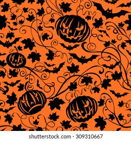seamless texture for Halloween with pumpkins