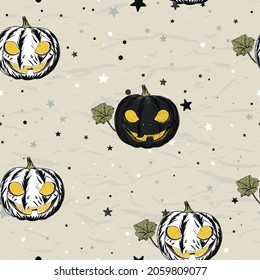 Seamless texture with Halloween pumpkins. Vector EPS8
