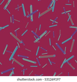 Seamless texture with hand drawn comic pencils. Colorful pencil endless pattern. Template for design backgrounds, textile, wrapping paper, package.