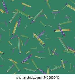 Seamless texture with hand drawn comic pencils. Colorful pencil endless pattern. Template for design backgrounds, textile, wrapping paper, package.