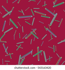 Seamless texture with hand drawn comic pencils. Colorful pencil endless pattern. Template for design backgrounds, textile, wrapping paper, package.