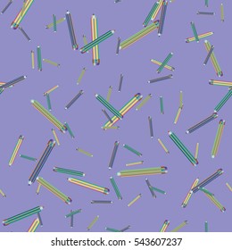 Seamless texture with hand drawn comic pencils. Colorful pencil endless pattern. Template for design backgrounds, textile, wrapping paper, package.