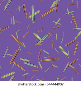 Seamless texture with hand drawn comic pencils. Colorful pencil endless pattern. Template for design backgrounds, textile, wrapping paper, package.