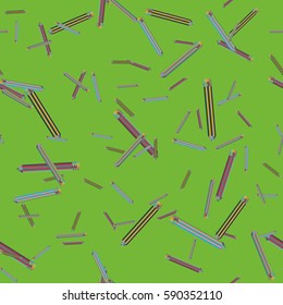 Seamless texture with hand drawn comic pencils. Colorful pencil endless pattern. Template for design backgrounds, textile, wrapping paper, package.