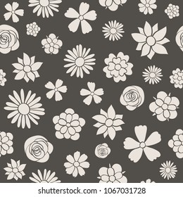 Seamless texture with hand drawn flowers. Mother's Day, Woman's Day and Valentine's Day. Vector.