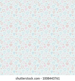 Seamless texture with hand drawn hearts - wrapping paper. Valentine's Day, Woman's Day and Mother's Day. Vector.
