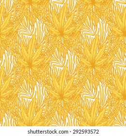 Seamless texture with hand drawn picture of marijuana. It can be used as a pattern for bed linen, bags, clothes and many other surfaces