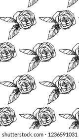 Seamless texture with hand drawn roses. Repeating pattern. Can be used as wallpaper, desktop, wrapping, fabric or background for your blog, covers, cards.