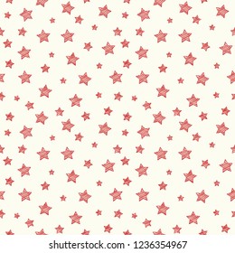 Seamless texture with hand drawn stars. Vector.