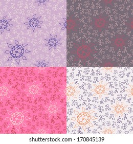 Seamless texture of hands draw floral ornament. Vector pattern
