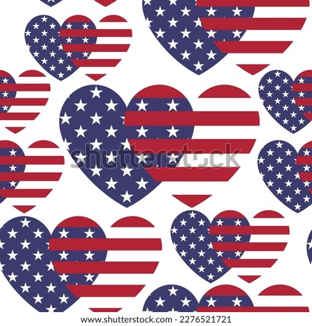 Seamless texture of hearts from the American flag. USA background