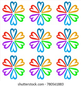Seamless texture with hearts drawn by hand