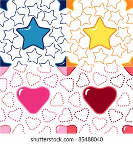 seamless texture with hearts and stars vector