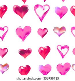seamless texture of hearts vector watercolor drawing